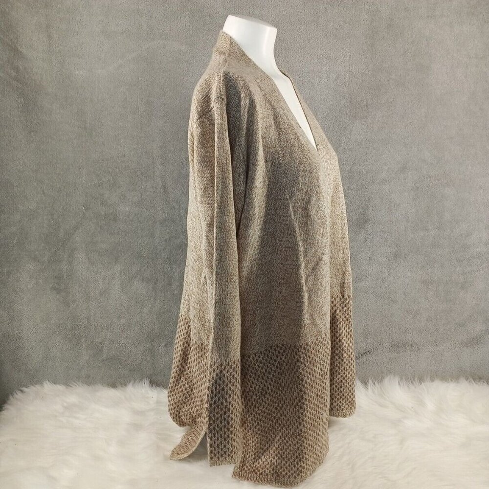 NWT Karen Scott Long Textured Cardigan Sweater LARGE(12-14) Pullover Tan Brown - Picture 8 of 14